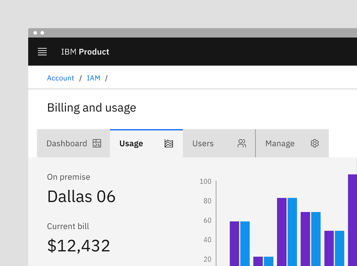Examples of contained tabs with icons