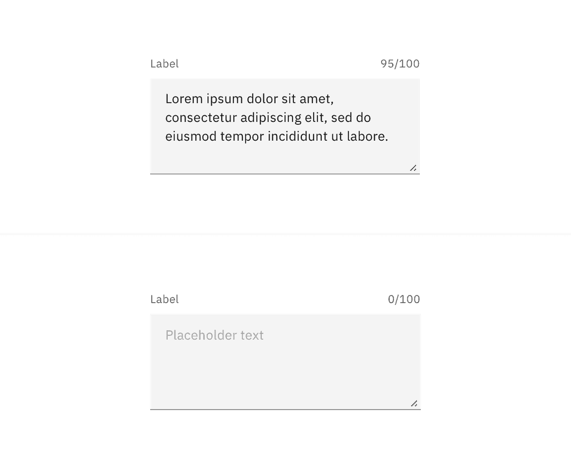 Example of an enabled text area in the default style