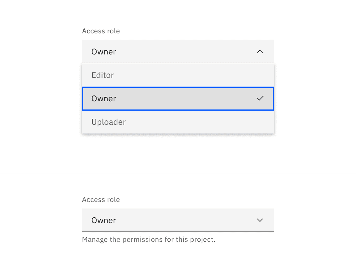 Dropdown selected state.