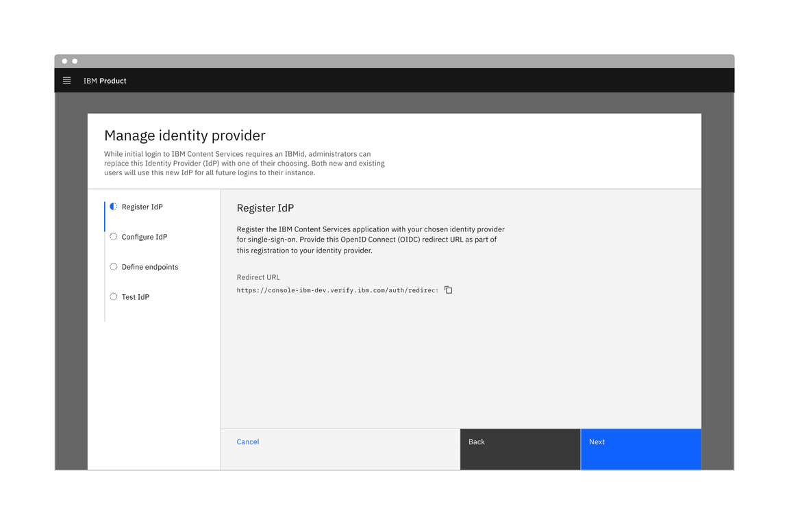 Example of a progress indicator used with vertical alignment